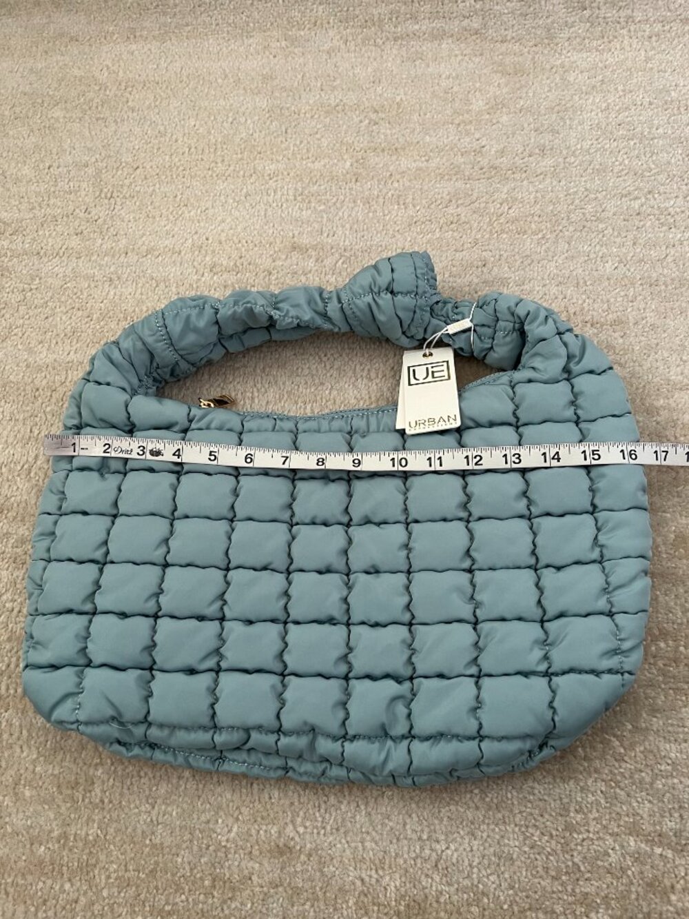 NWT Urban Expressions Blue Quilted Puffer Bag - Picture 7 of 9